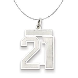 Sterling Silver, Jersey Collection, Medium Number 21 Necklace - 16 In
